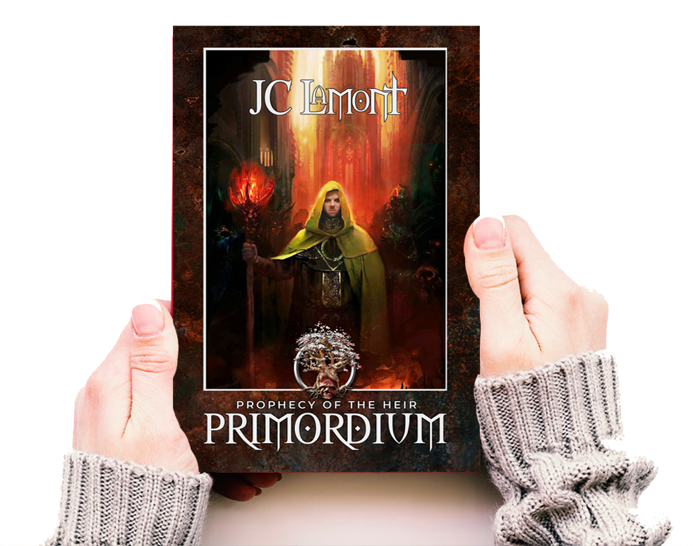 hands holing book Primordium